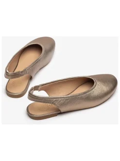 Leren slingballerina's goudkleurig
