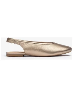 Leren slingballerina's goudkleurig