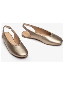 Leren slingballerina's goudkleurig