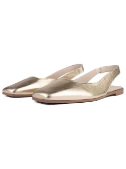 Leren slingballerina's goudkleurig