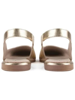Leren slingballerina's goudkleurig