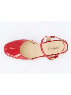 Leren slingballerina's rood