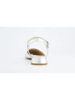 Leren slingballerina's zilverkleurig
