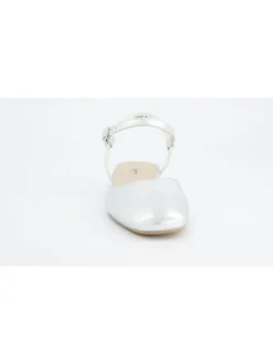 Leren slingballerina's zilverkleurig