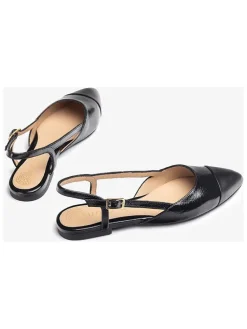 Leren slingballerina's zwart