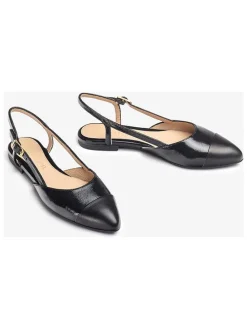Leren slingballerina's zwart