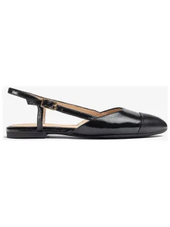 Leren slingballerina's zwart