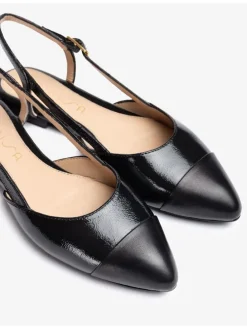 Leren slingballerina's zwart