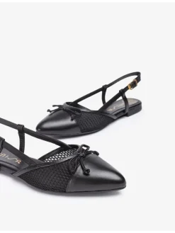 Leren slingballerina's zwart