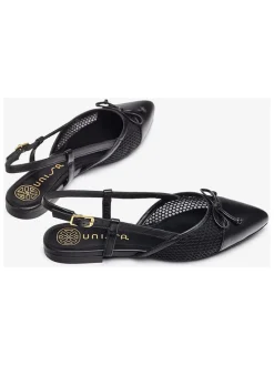Leren slingballerina's zwart