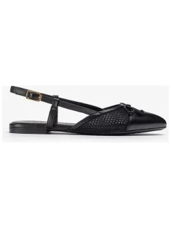 Leren slingballerina's zwart