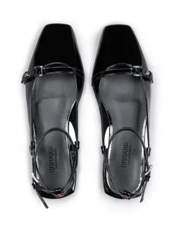 Leren slingballerina's zwart
