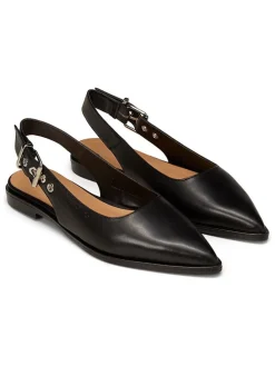 Leren slingballerina's zwart