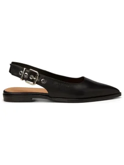 Leren slingballerina's zwart