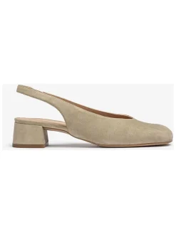 Leren slingpumps beige