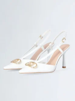Leren slingpumps wit