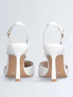 Leren slingpumps wit