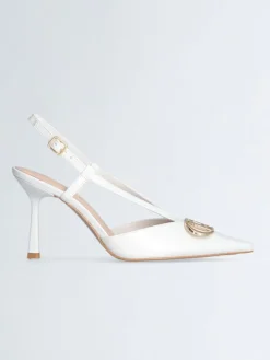 Leren slingpumps wit