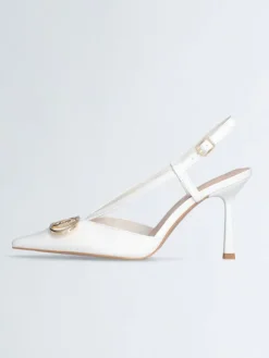Leren slingpumps wit