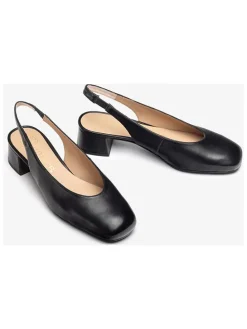 Leren slingpumps zwart