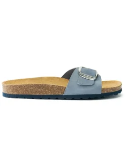Leren slippers "Agata" lichtblauw