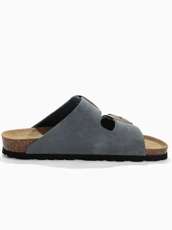 Leren slippers "Alicante" grijs