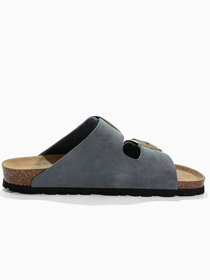 Leren slippers "Alicante" grijs