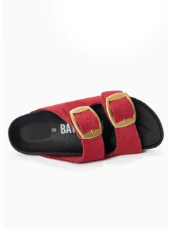 Leren slippers "Alicante" rood/zwart