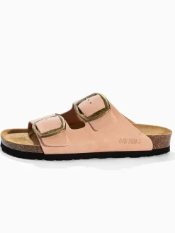 Leren slippers "Alicante" zalmroze