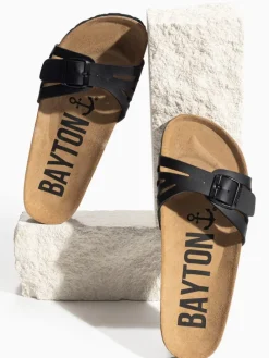 Leren slippers "Athena" zwart
