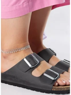 Leren slippers "Atlas" antraciet