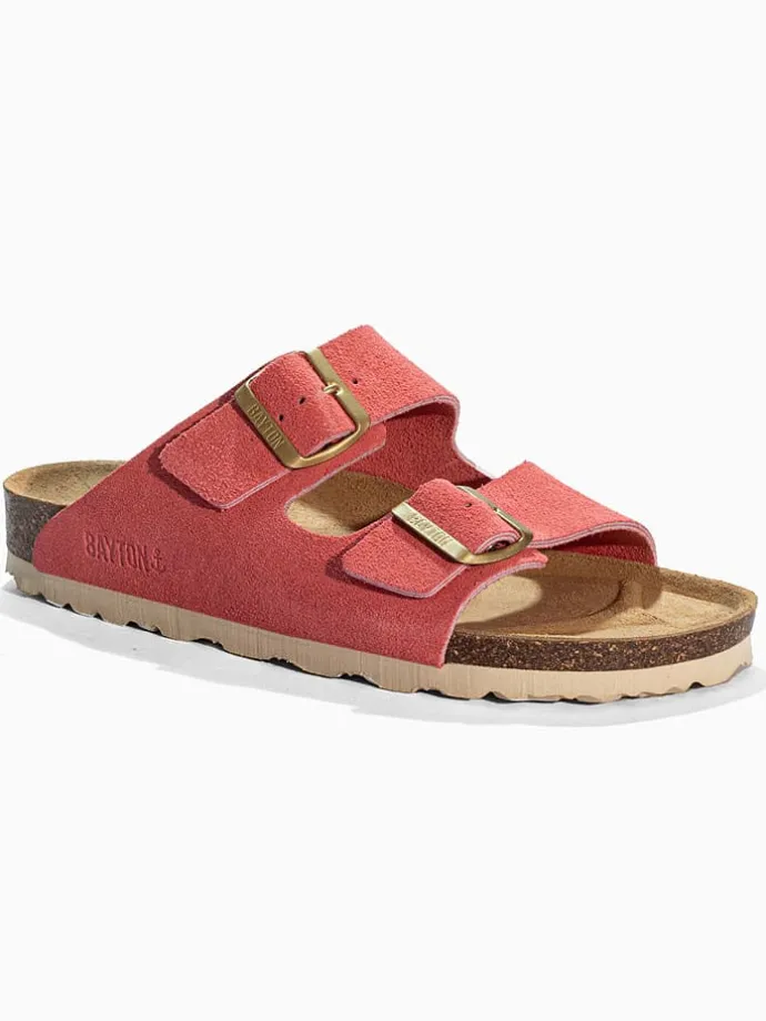 Leren slippers "Atlas" koraalrood