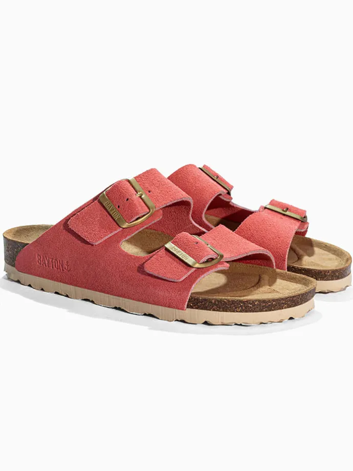 Leren slippers "Atlas" koraalrood