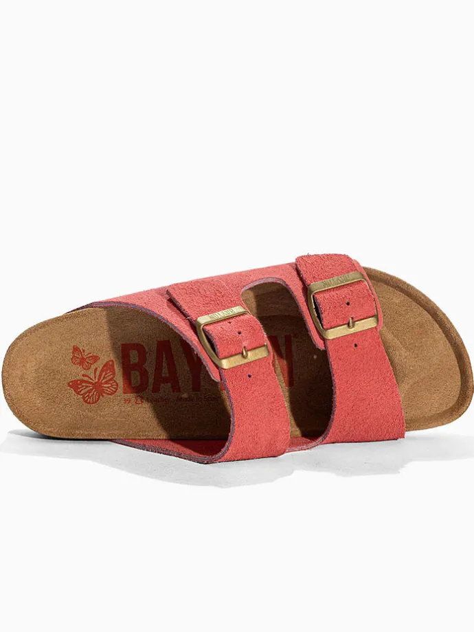 Leren slippers "Atlas" koraalrood