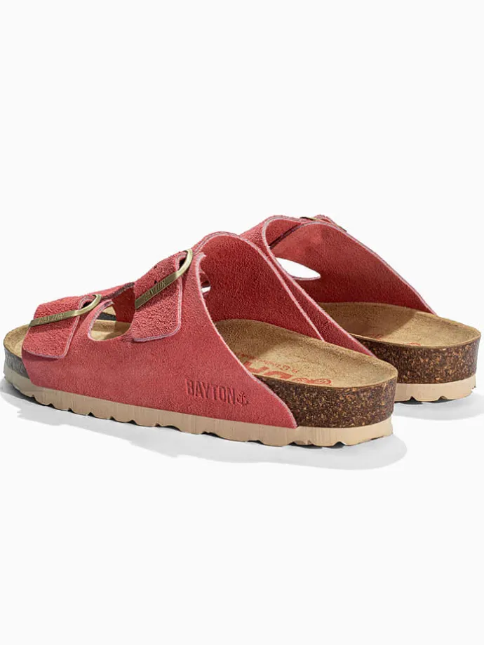 Leren slippers "Atlas" koraalrood