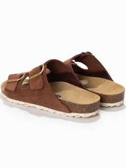 Leren slippers "Atlas" lichtbruin