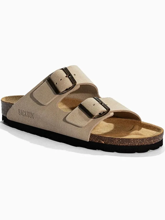 Leren slippers "Bali" beige