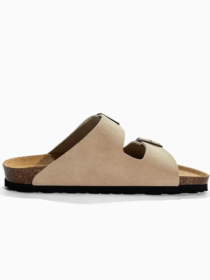 Leren slippers "Bali" beige