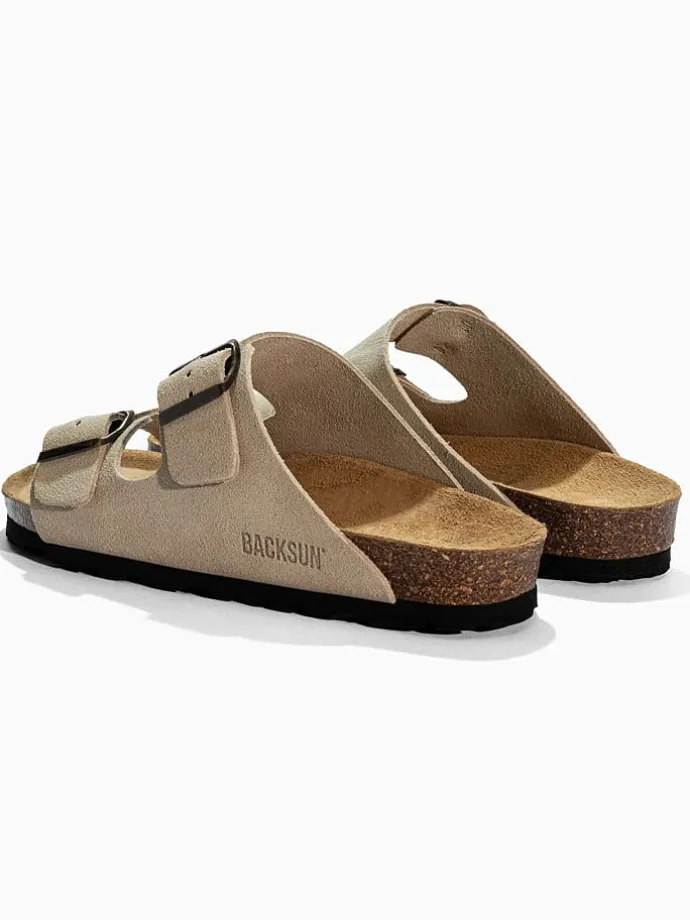 Leren slippers "Bali" beige