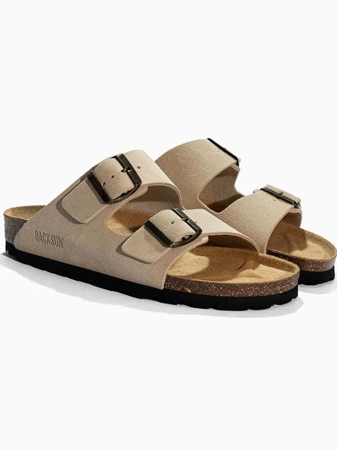Leren slippers "Bali" beige