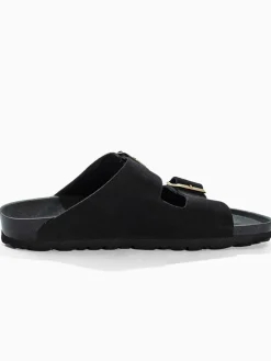 Leren slippers "Bali" zwart