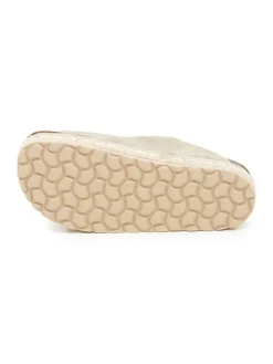 Leren slippers beige