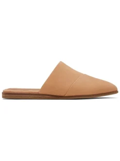 Leren slippers beige