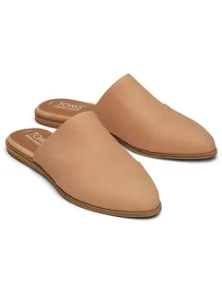 Leren slippers beige