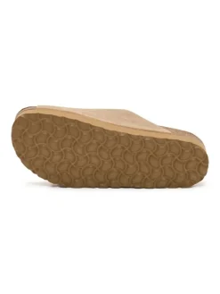 Leren slippers beige