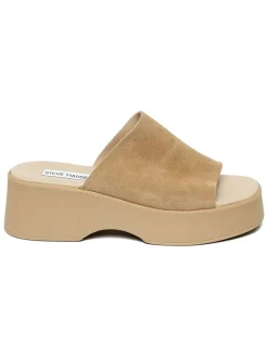 Leren slippers beige