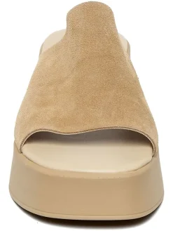 Leren slippers beige