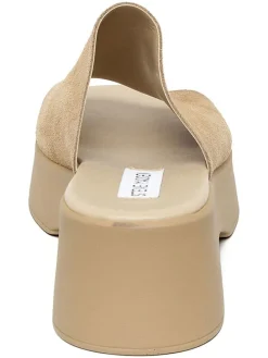 Leren slippers beige