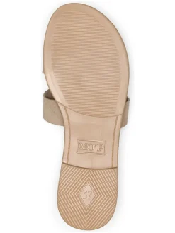 Leren slippers beige