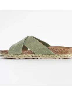 Leren slippers "Broome" lichtgroen